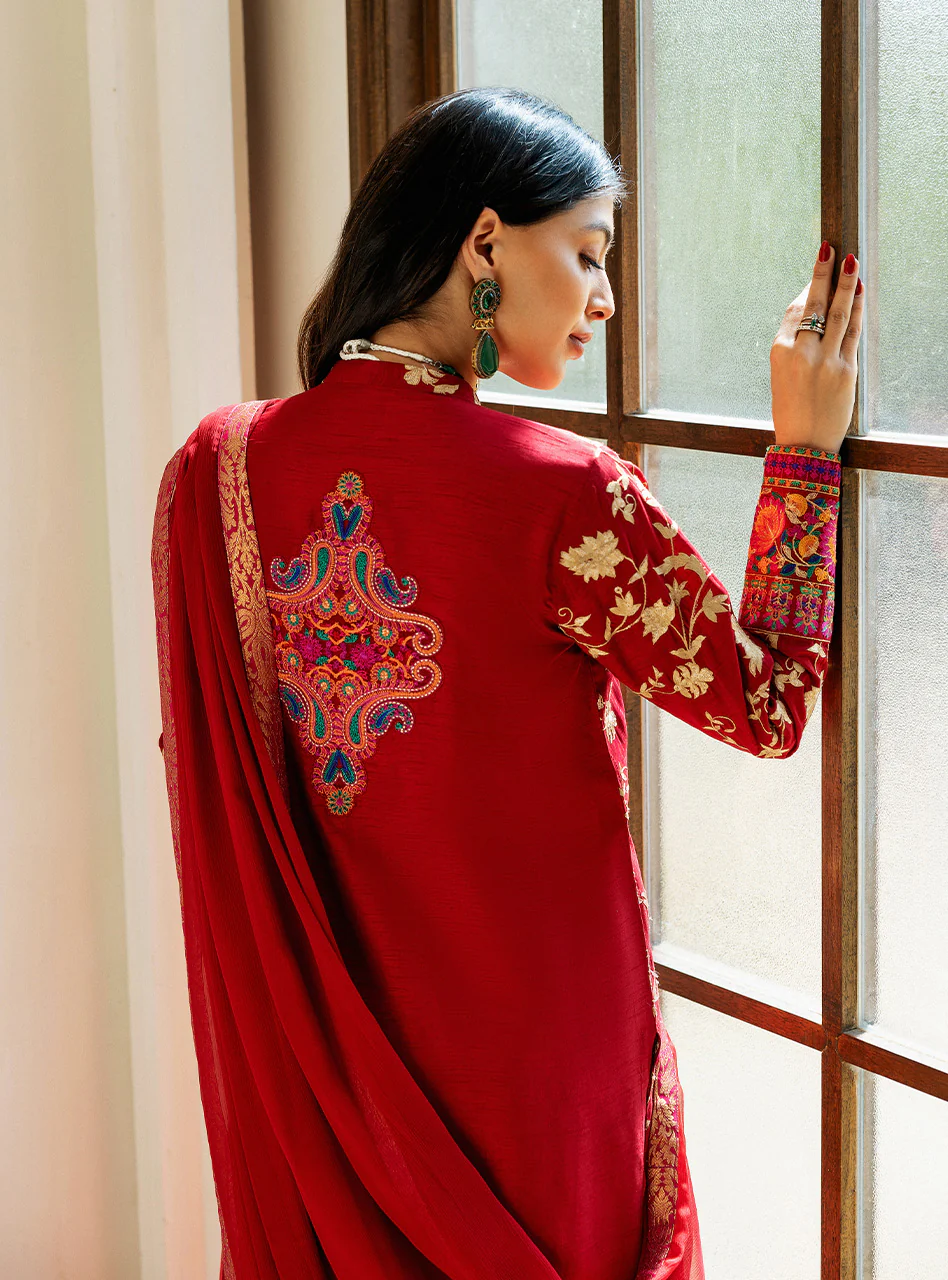 Crimson Charm Kashmiri Embroidery - Image 3